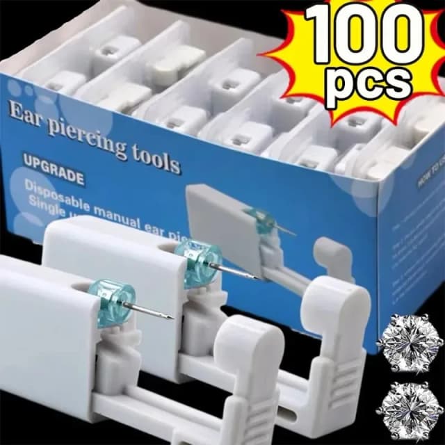 Kit de pistola para Piercing en la oreja de seguridad para hombres y mujeres, dispositivo de perforación de oreja estéril de plástico blanco desechable, herramientas de perforación de joyería simples a la moda