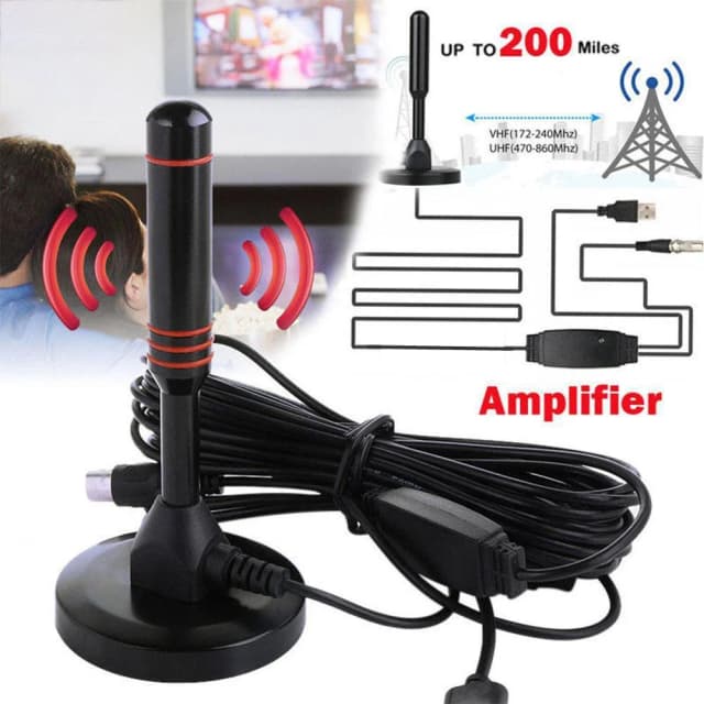 Antena de TV Digital HD, antena dab amplificada para interiores, 200 millas, Ultra HDTV con amplificador VHF/UHF, conjunto aéreo para exteriores de respuesta rápida