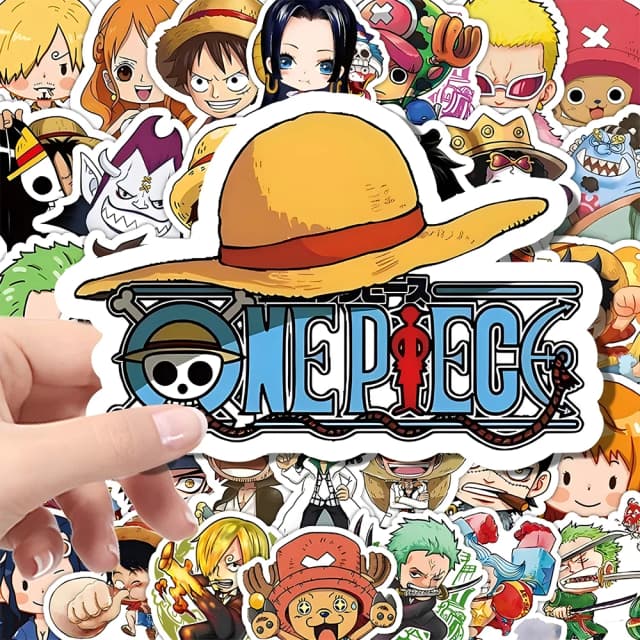 55 Uds. Pegatinas bonitas de dibujos animados de una pieza DIY monopatín funda de teléfono portátil motocicleta impermeable pegatina de Anime genial calcomanías de juguete