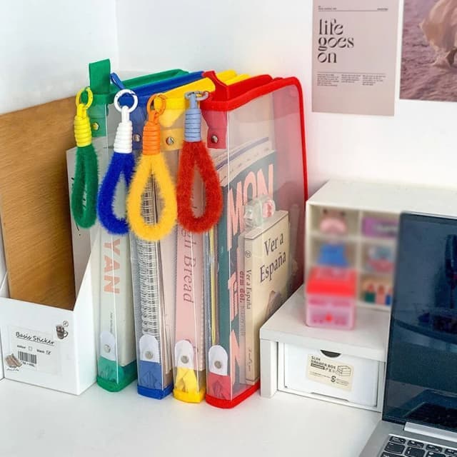 Bolsa de archivo con cremallera Ins, bolsa de papelería para estudiantes, organizador de dibujos animados, bolsa de almacenamiento con cremallera de gran capacidad, bolsas de archivo con asa para oficina
