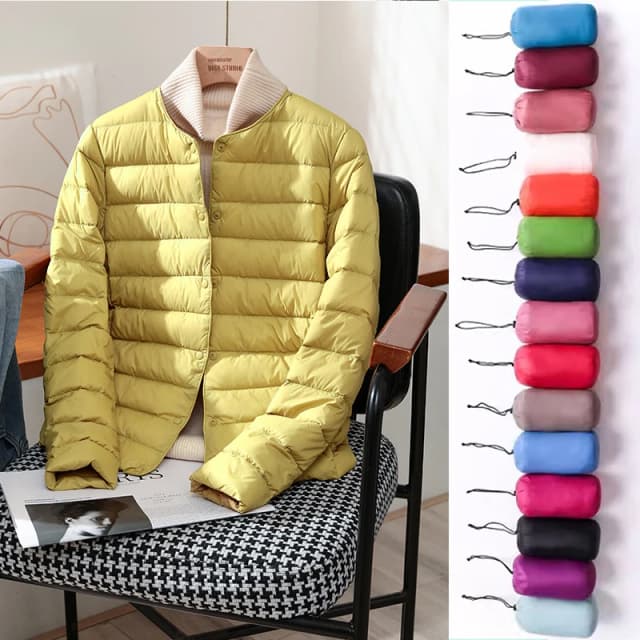 Chaquetas ajustadas de plumón de pato blanco para mujer, abrigos acolchados ultraligeros y plegables, a la moda, para otoño e invierno, 2024