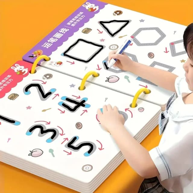 Cuaderno de ejercicios reutilizable de 36 páginas: 2 bolígrafos + borrador, pegatinas borrables para dibujo y control de niños, regalo de Año Nuevo y Navidad