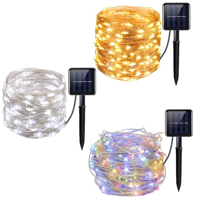 Guirnaldas de luces LED solares de 7M/12M/22M/32M, guirnaldas para camino al aire libre, lámpara impermeable para Patio, Navidad, boda, jardín, farolas