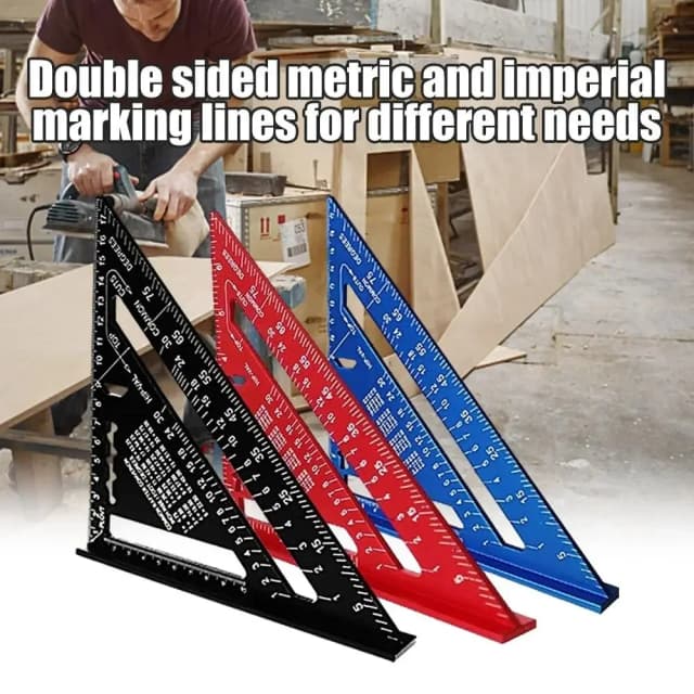 Nueva herramienta de medición de regla triangular de 7 pulgadas herramientas de carpintero de aleación de aluminio regla de ángulo métrico de pulgadas herramientas de carpintería cuadradas de velocidad