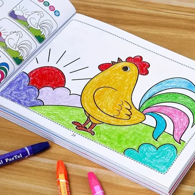 Libro para colorear de dibujo y pintura para niños de 46 páginas, suministros de arte educativo para aprendizaje creativo, regalo para niños y niñas, chino V