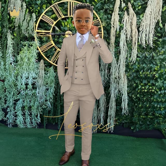 Completo formale da ragazzo, completo da 3 pezzi, adatto per cocktail party di matrimonio, abito personalizzato, abito per bambini di 2 ~ 16 anni