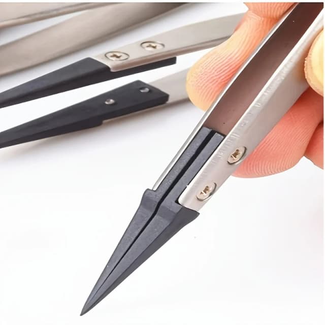 Pinzas de precisión antiestáticas ESD - puntas antiestáticas, metal resistente, adecuadas para electrónica, reparación de electrónica y joyería