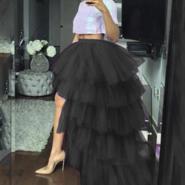 BABYONLINE, faldas altas y bajas de tul escalonadas para mujer, enagua con cintura elástica, falda larga acampanada de tul, falda Maxi para mujer, talla libre