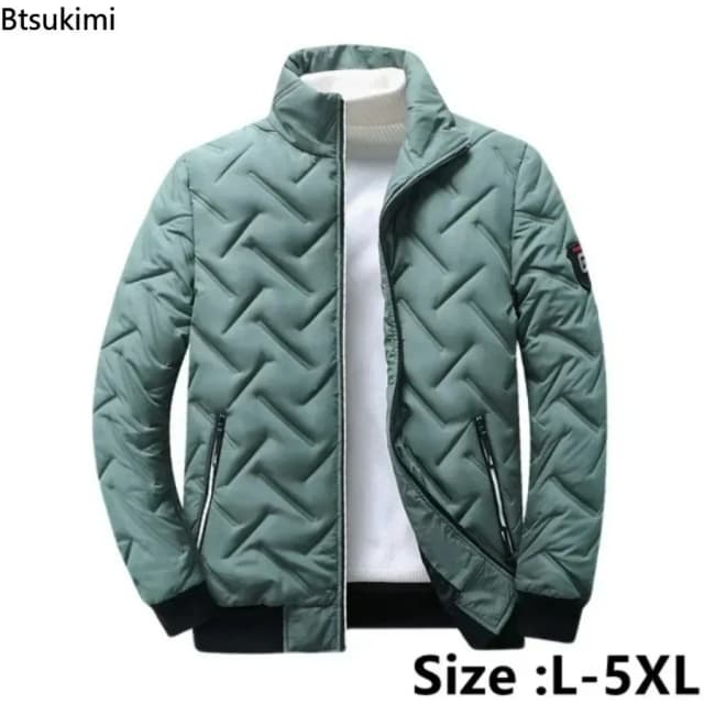 Nueva chaqueta de Otoño Invierno 2025 para hombre, chaqueta acolchada de algodón, ropa de calle coreana, chaqueta informal, ropa de moda para hombre, abrigos cálidos para hombre 5XL