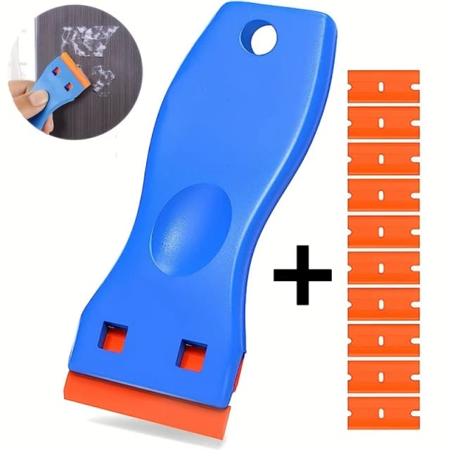 1 Juego de removedor de pegatinas para coche, herramienta de aplicación de película automotriz de pintura pequeña de plástico multiusos, raspador de limpieza de vidrio para el hogar