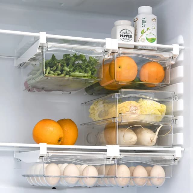 Caja de almacenamiento de huevos para refrigerador, cajón estilo comida, fruta, estante para huevos, soporte para huevos, caja de mantenimiento fresco de plástico para el hogar