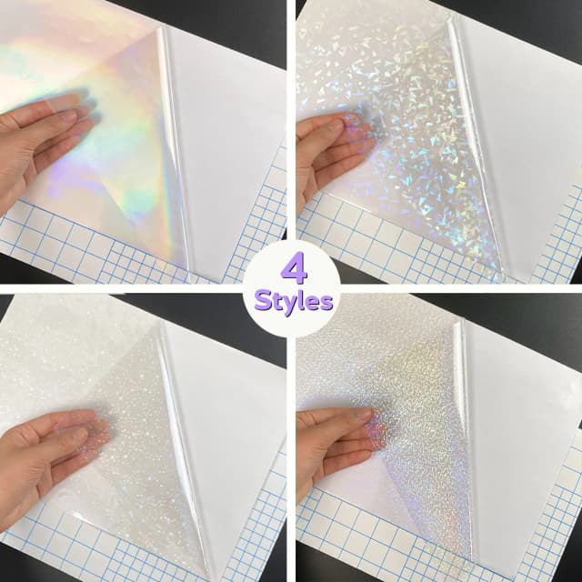 20/40 hojas A4 película de laminación en frío holográfica transparente estilos mixtos papel adhesivo de vinilo autoadhesivo impermeable 8,3x11,7 pulgadas