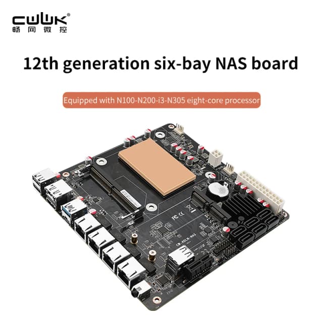 Placa monstruo NAS de seis bahías CWWK N155/N355 N100/i3-N305/4x 2,5G/6x SATA3.0/2x M.2 NVMe/115X placa base tipo radiador ITX