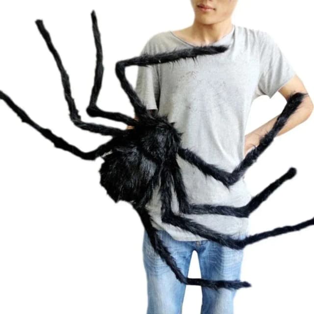 Araña de peluche grande para Halloween, decoración de Halloween, accesorio de fiesta, decoración de araña gigante al aire libre, broma de cámara de 30-200cm, araña negra