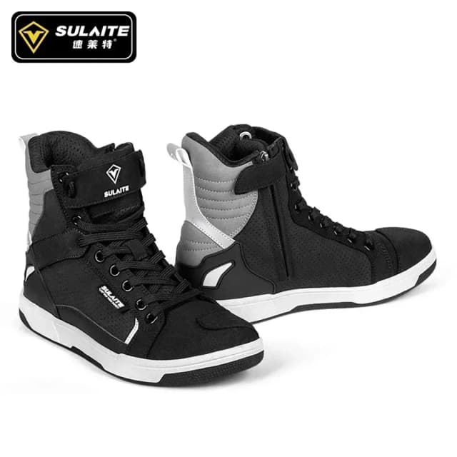 Botas de moto informales para hombre, transpirables, protectoras, equipo deportivo de carreras de carretera, suela de goma, zapatos reflectantes para moto