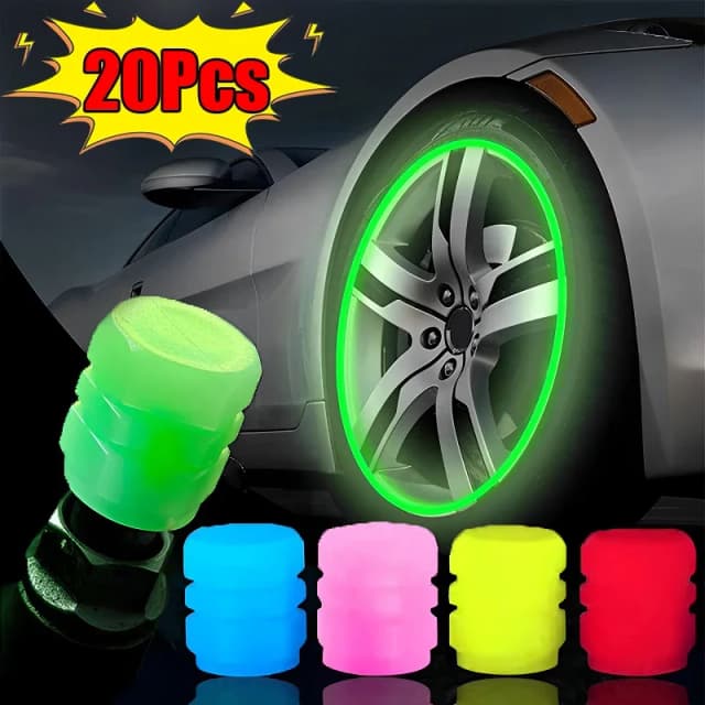 Tapas de válvula luminosas fluorescentes, tapas de válvula de neumático de coche nocturno, decoración brillante para motocicleta y bicicleta, boquillas de rueda, tapa de neumático, accesorios para coche