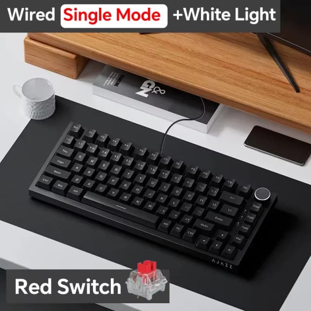 Ajazz AK820/AK820Pro Teclado mecánico para juegos Bluetooth 5,1/teclado personalizado inalámbrico/con cable C con perilla junta de intercambio en caliente