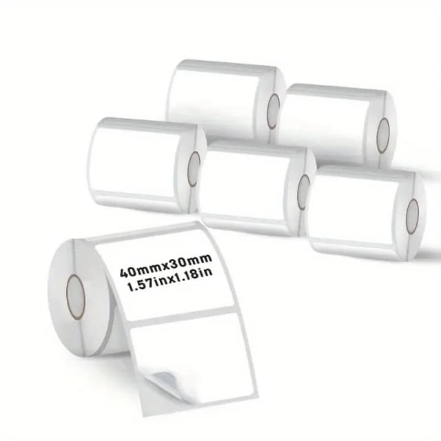 6 rollos de papel de etiquetas térmicas de 40x30mm compatibles con impresoras portátiles M110 M221 M120 para uso de envío de inventario de comercio electrónico de oficina y hogar