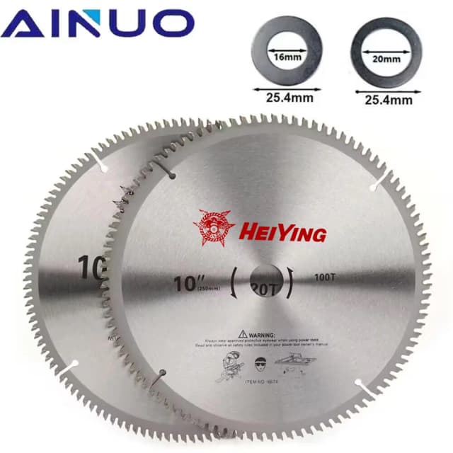 Hojas de sierra circular de 10 pulgadas Disco de corte de hoja de sierra de madera Corte de aluminio para carpintería con anillo redondo de 16/20 mm