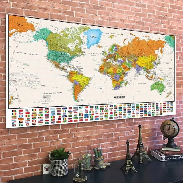 150x100cm mapa świata dekoracyjny wiszący obraz malarstwo ścienne plakat artystyczny włóknina artykuły edukacyjne dla dzieci
