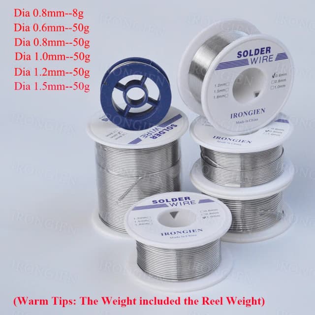 Alambre de soldadura de alta pureza Irongien, 8g/50g/rollo, núcleo de resina de estaño mixto, diámetro 0.6-1.5mm, alambre de soldadura para soldadura eléctrica