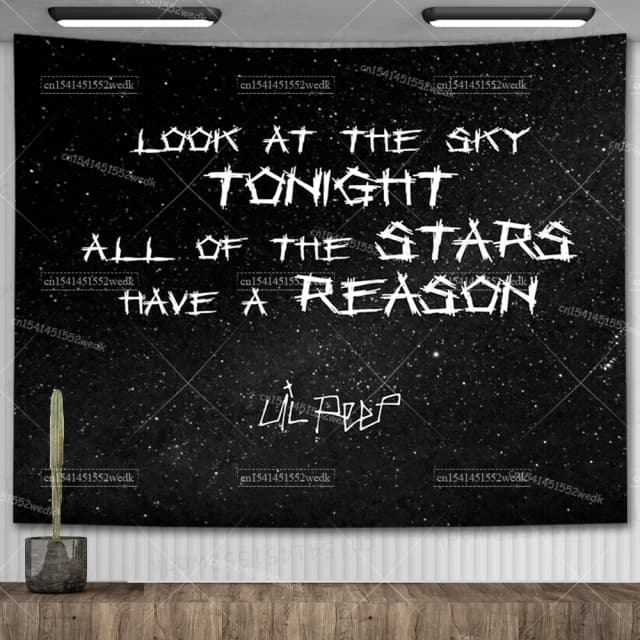 Tapiz de Lil Peep para colgar en la pared, tapiz artístico con aspecto del cielo, manta negra, tapices de brujería Hippie, decoración estética para habitación