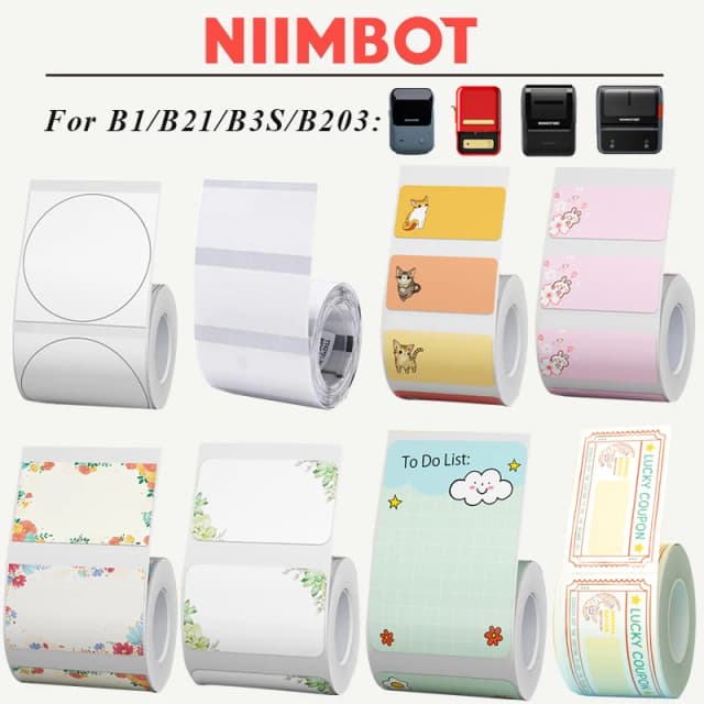Original Niimbot B21/B3S/B1/B203 Color blanco transparente feliz etiqueta navideña etiqueta de precio impermeable regalo Festival decorativo