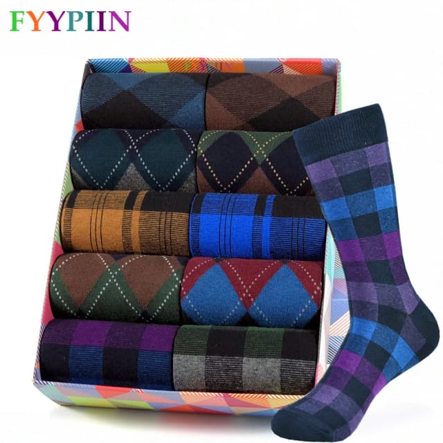 Calcetines de vestir de negocios informales, divertidos, coloridos, con estampado negro de algodón para hombre