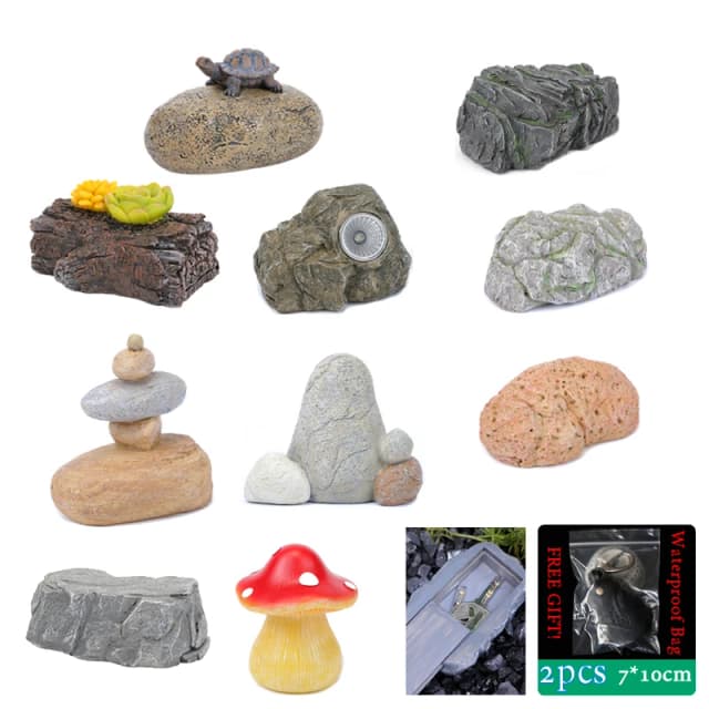 Adorno de decoración de piedra de jardín secreto, compartimento de almacenamiento oculto, contenedor seguro de almacenamiento, llaves de repuesto ocultas para el hogar