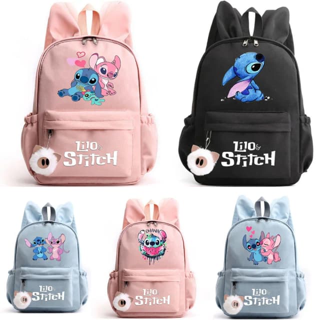 Mochila Disney Lilo Stitch para niñas, niños y adolescentes, Mochila escolar informal, mochilas de viaje con Orejas de conejo, Mochila