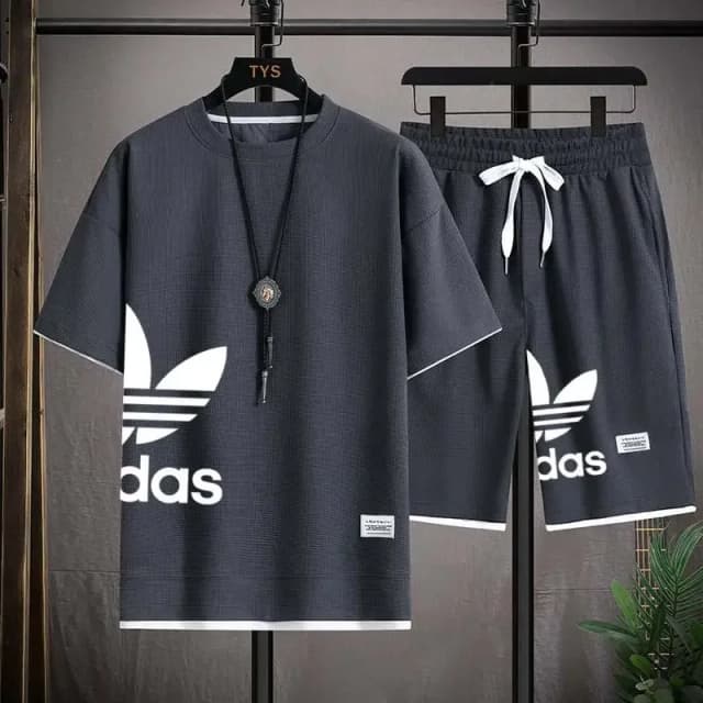 Verano 2025, nuevo conjunto de ropa deportiva para hombre, camiseta de manga corta informal de baloncesto a la moda para hombre + pantalones cortos, conjunto de dos piezas