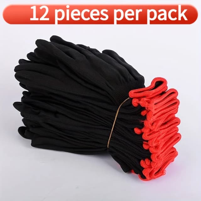 Un juego de guantes de trabajo de jardín de nailon transpirable, sin revestimiento de PU ni silicona, no impermeables, utilizados para excavación y plantar