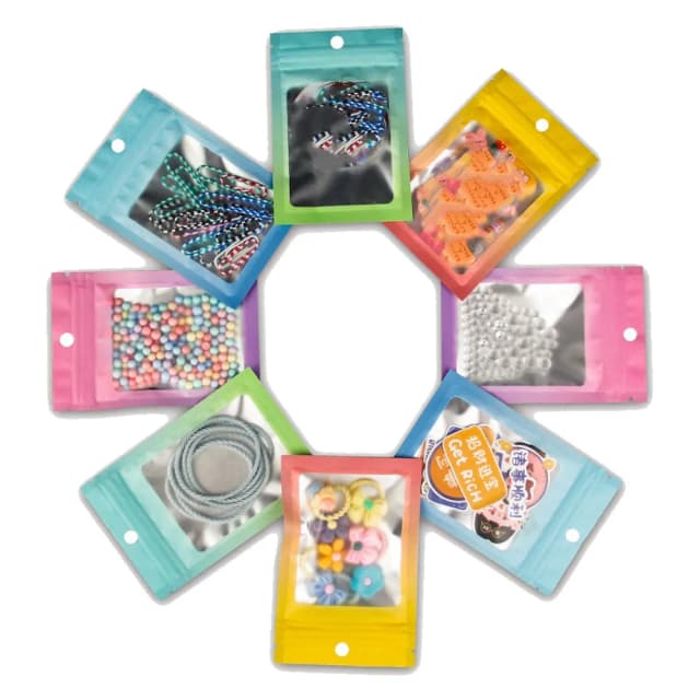 Bolsas de Mylar resellables con gradiente de piezas, bolsa de Mylar resellable con cremallera para almacenamiento de alimentos, exhibición de joyas, suministros de embalaje para pequeñas empresas, 50 unidades