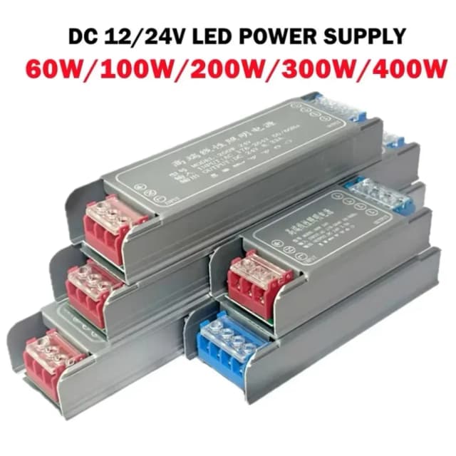 Fuente de alimentación conmutada DC 12V 24V AC176-264V controlador de luz LED adaptador de corriente 60W 100W 200W 300W 400W transformadores de iluminación silenciosos
