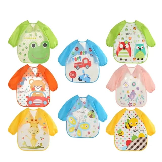 Baberos impermeables de EVA de manga larga para bebé, delantal para niños, bata de alimentación de manga larga, peto para comer, bufanda infantil, ropa