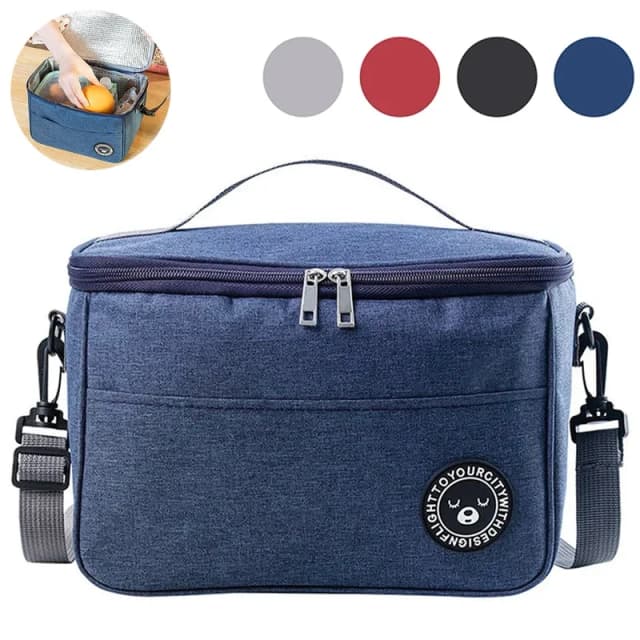 Bolsa de mano de gran capacidad con correa para el hombro, lonchera, bolsa de almuerzo impermeable engrosada para estudiantes, zmt