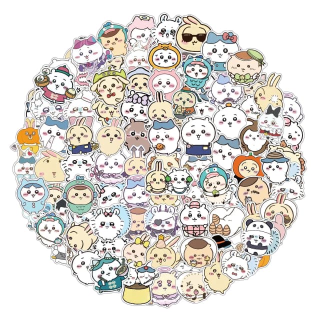 100 Uds. Pegatinas de dibujos animados Kawaii Jiikawa, escritorio decorativo, portátil, álbum de recortes, equipaje, papelería, pegatina de Graffiti bonita para regalo de niños