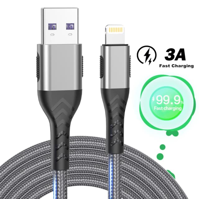 Cable USB para iPhone 11 12 13 14 Pro X XS Max 6 7 8 Plus SE iPad 3A Cable de carga rápida cargador de teléfono móvil Cable de datos