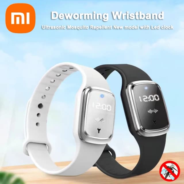 Xiaomi M1 M2Ultrasonic repelente de mosquitos pulsera verano interior al aire libre Anti mosquitos mordedura pulsera con reloj de visualización de tiempo