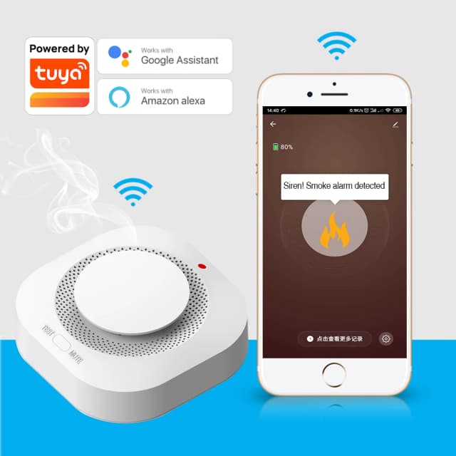 Tuya Zigbee Wifi Detector de humo Sensor 80DB alarma fuego Detector de humo inteligente Wifi protección contra incendios alarma de seguridad para el hogar vida inteligente