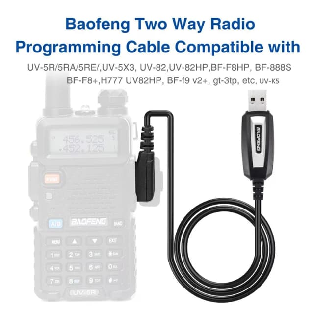 Cable de programación USB para walkie talkie Baofeng UV-5R/82/888S/UV-S9PLUS/UV-13/16/17/21 Pro y Quansheng UV-K5/5R Plus