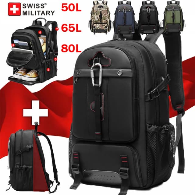 Mochila de viaje militar suiza para hombre, bolsa USB expandible, impermeable, gran capacidad, 23 pulgadas, Mochila para senderismo y escalada, Mochila masculina