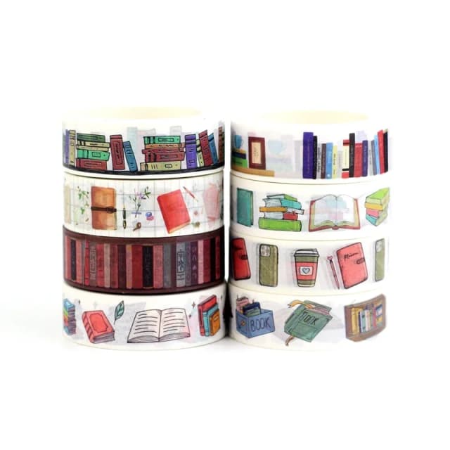 Nuevo 1 unidad de 10M Deco biblioteca libros conjunto de cintas Washi para diario Scrapbooking cinta adhesiva papelería bonita suministros escolares