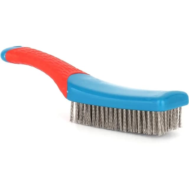 Cepillo de alambre de acero inoxidable resistente con cómodo mango de plástico: perfecto para eliminar óxido, soldar escoria, suciedad y pintura