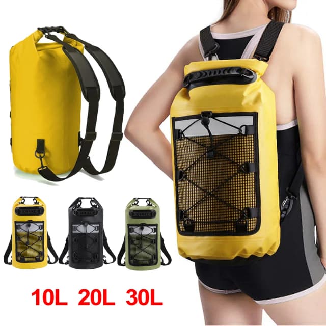 Paquete de natación de PVC, mochila seca para mujeres y hombres, 10L, 20L, impermeable, hombro, Kayak, senderismo, Rafting, surf, bolsa de navegación