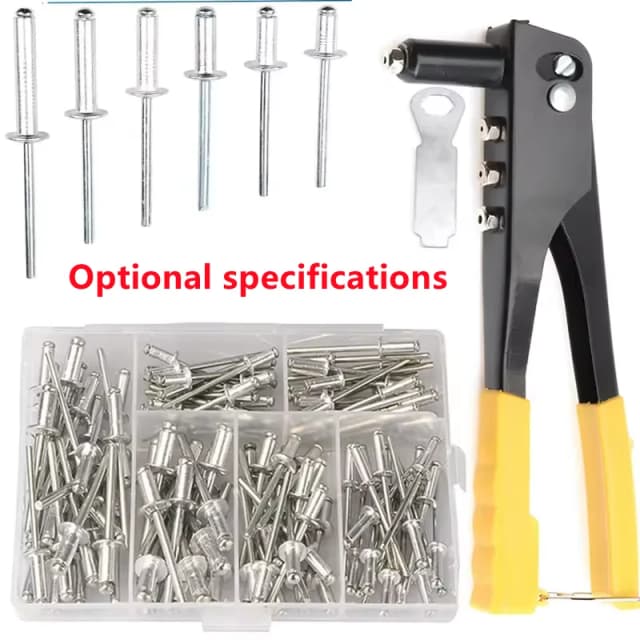 Juego de remachadores de alta resistencia, pistola remachadora Pop, 120 Uds., Kit surtido de remaches ciegos, herramientas manuales, herramienta para tuercas de remache