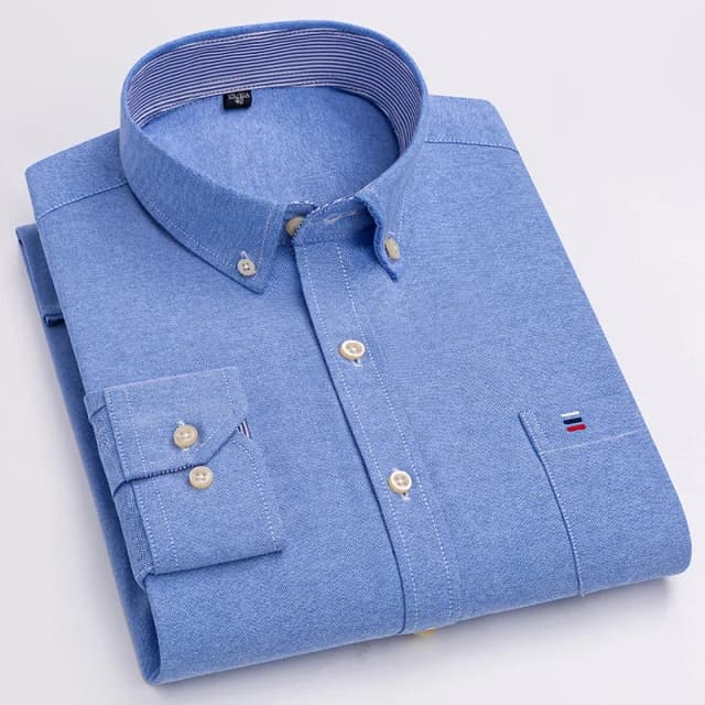 Camisa de hombre de manga larga a cuadros Oxford Casual Color sólido estampado Regular ajuste vestido Formal camisa de gran tamaño ropa de hombre