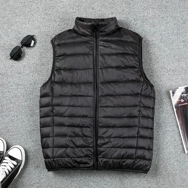 Abrigo ultraligero sin mangas, chaleco acolchado, chaqueta ultrafina cálida y ligera, chaleco de invierno para hombre, chaleco de plumón de pato, abrigos
