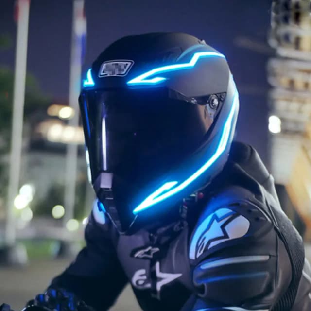 Luz para casco de motocicleta, casco de señal de conducción nocturna 4 en 1, luz EL, 3 modos, tira de luces Led para casco, Kit de accesorios de decoración
