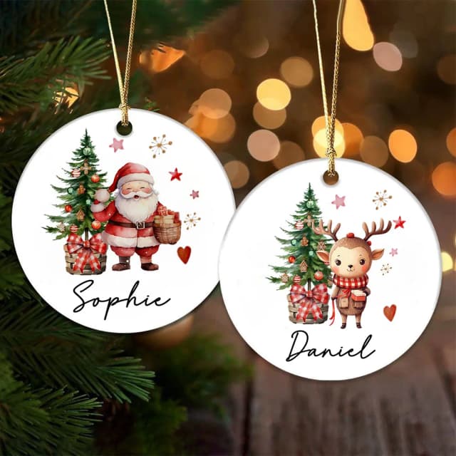 Adorno de Navidad personalizado para bebé, adorno de foto de Navidad para bebé y niño, regalo de recuerdo personalizado, adorno de cerámica de Navidad infantil